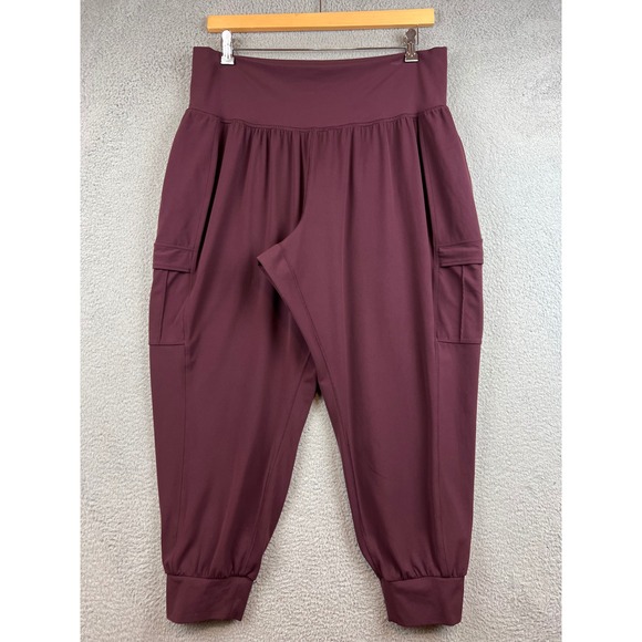 Athleta Pants - Athleta Salutation Cargo Jogger Pants Burgundy Maroon Womens 2X High Rise Yoga